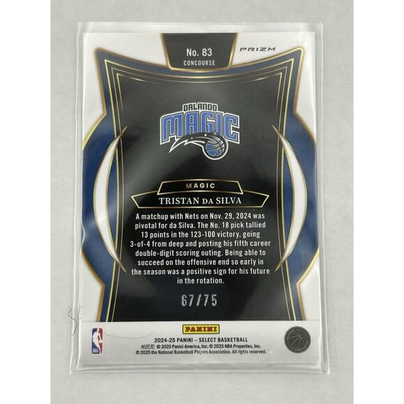 2024-25 Select Tristan da Silva Concourse RC Neon Green Prizm /75 - Picture 2 of 2